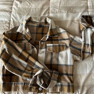 SHEIN Checkered Shirt in Tan and White